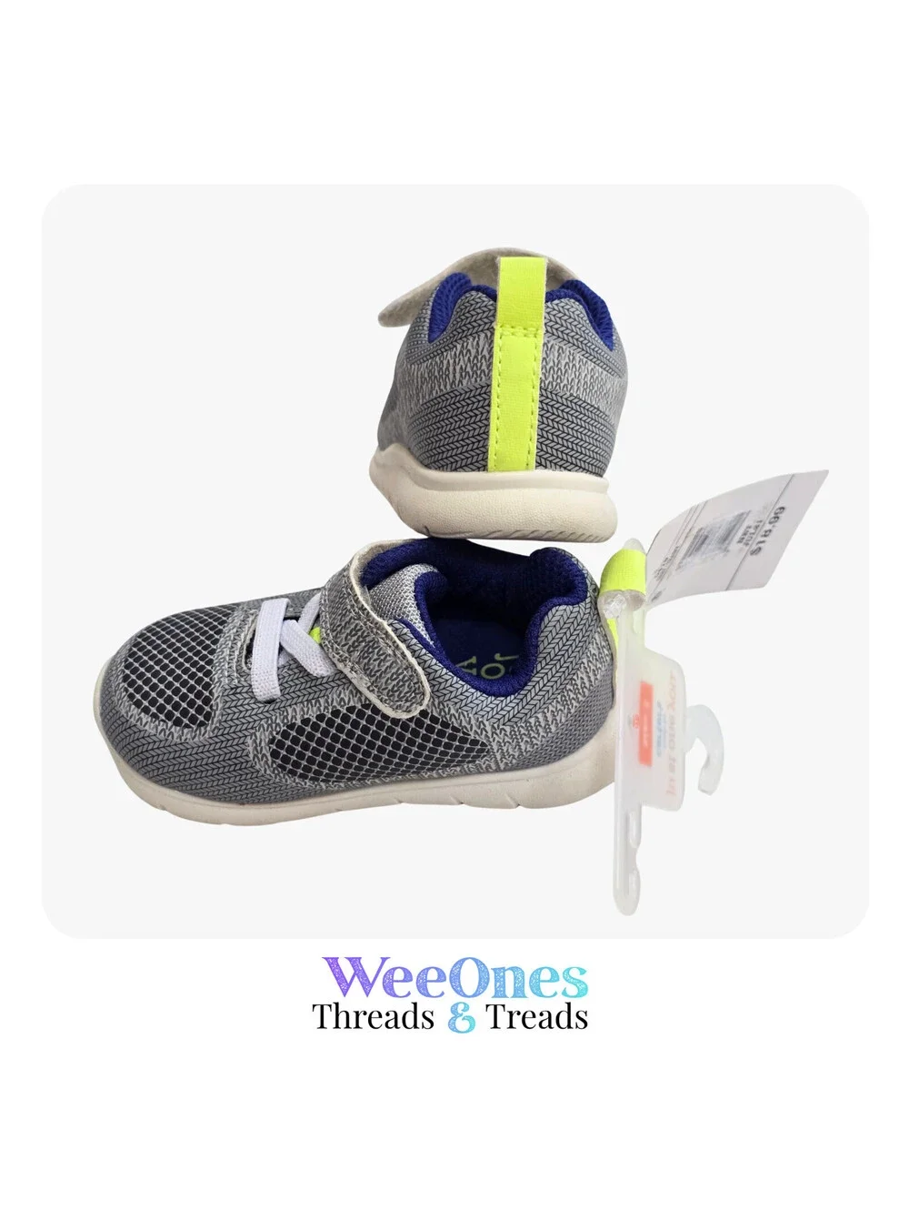 NWT Carter’s Just One You Baby Boys Sneakers Shoes Gray Blue Size 3 Hook & Loop